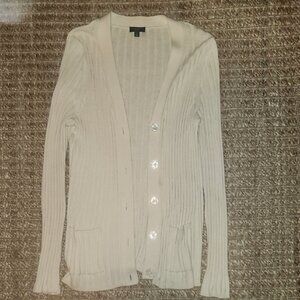 Talbots Women's Cream Ribbed Cardigan Sweater